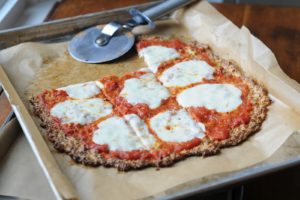 Cauliflower zucchini crust pizza